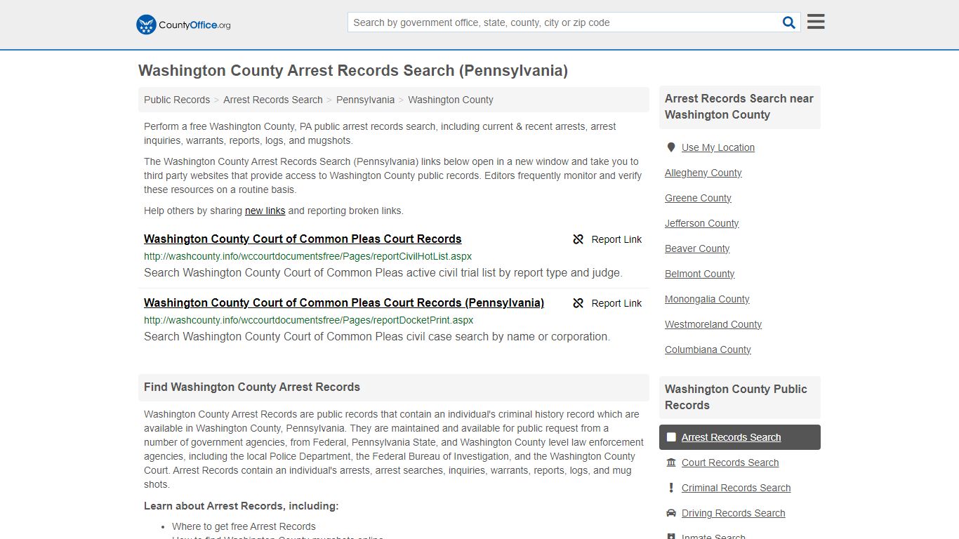 Arrest Records Search - Washington County, PA (Arrests & Mugshots)