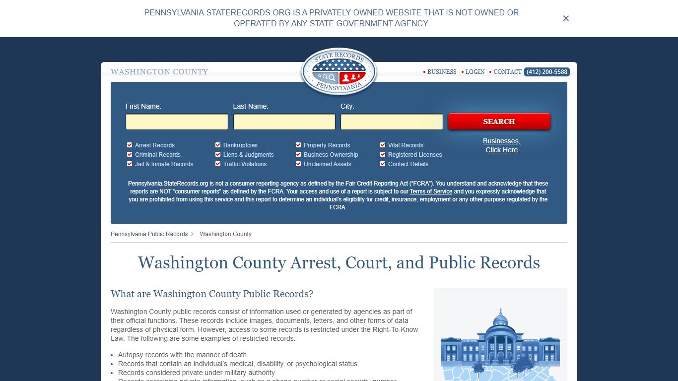 Washington County Arrest, Court, and Public Records